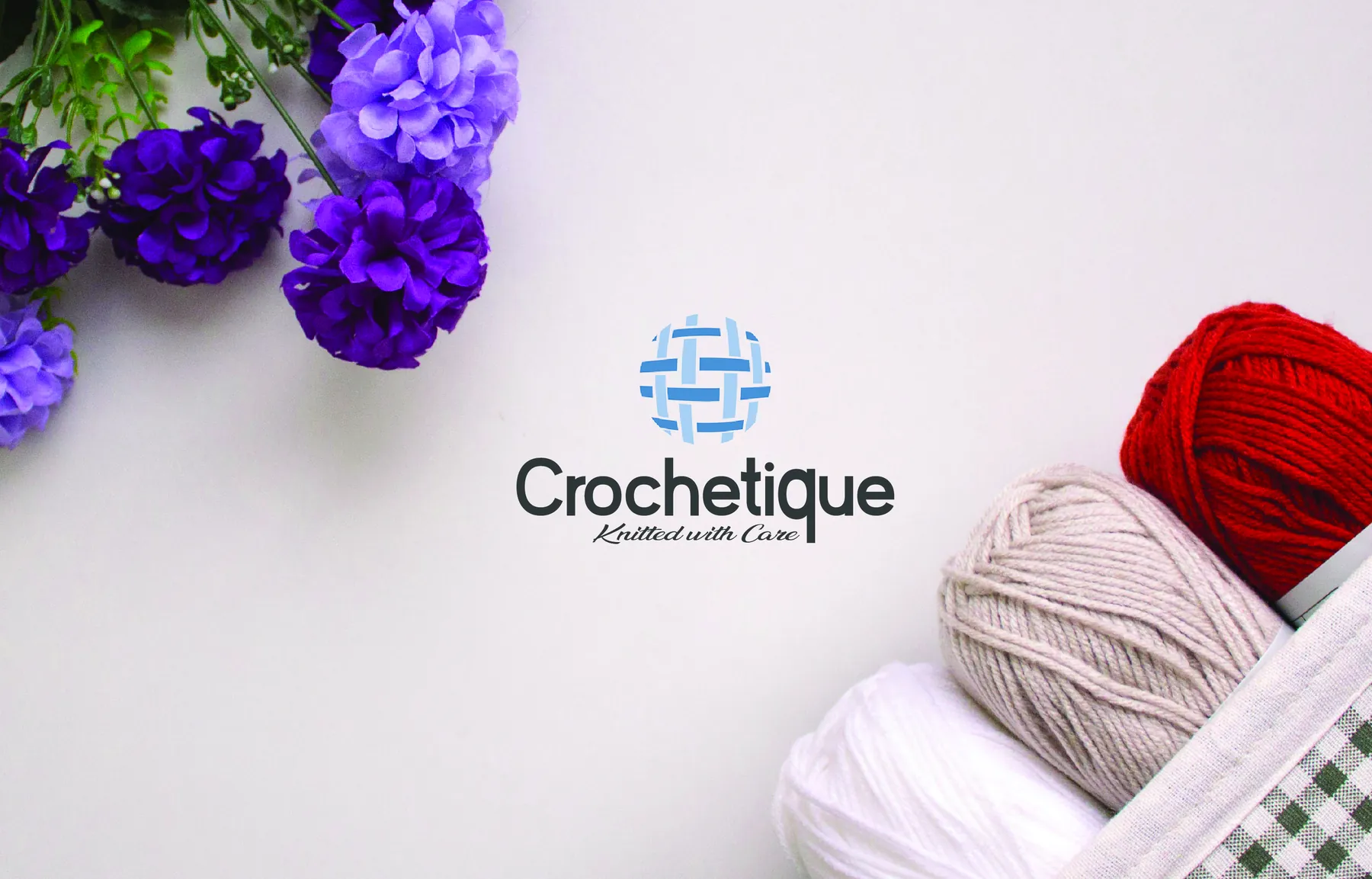 Crochetique outdoor campaign mockup for a handmade crochet brand