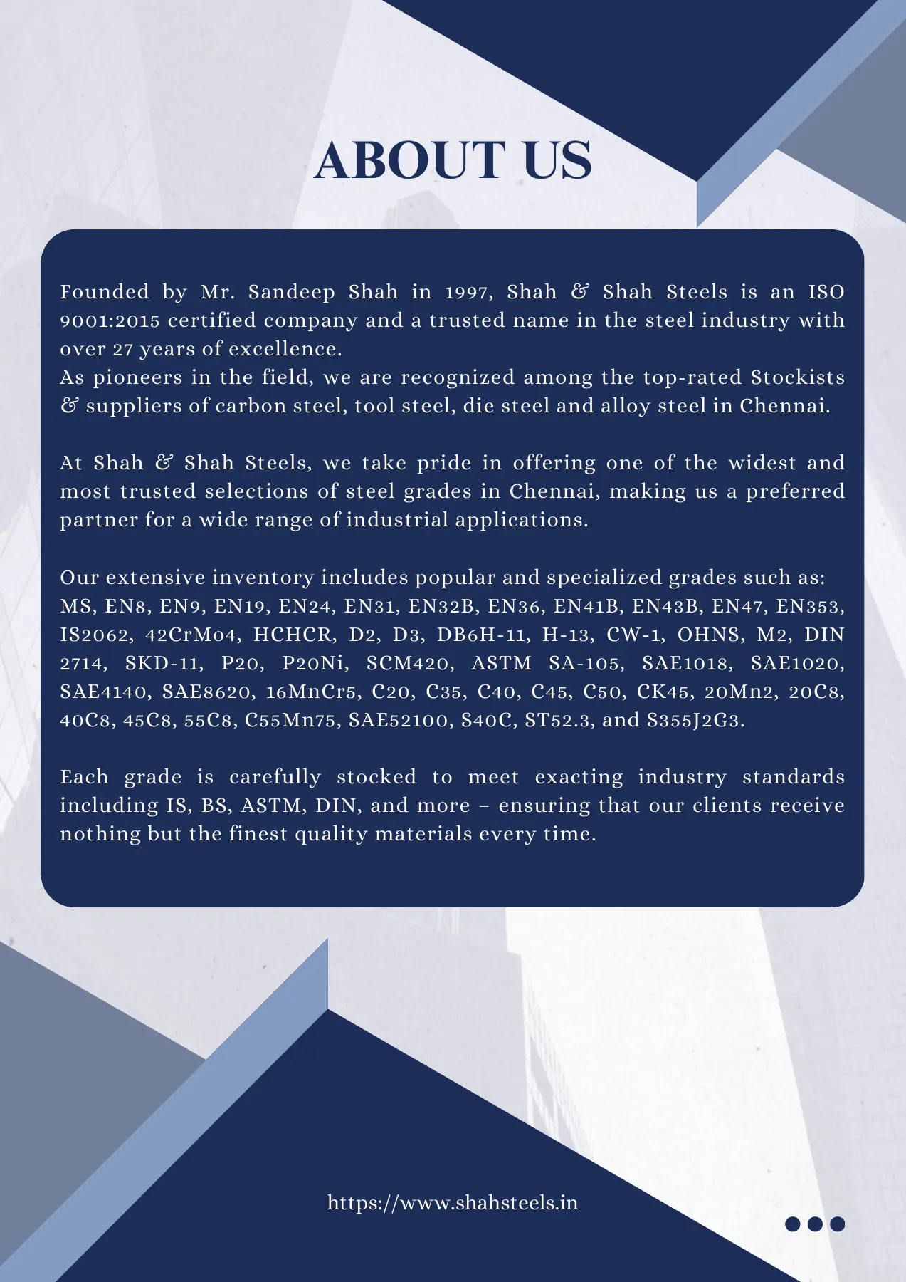 Shah & Shah Steels: clear information, built to last. — project view 2 of 16
